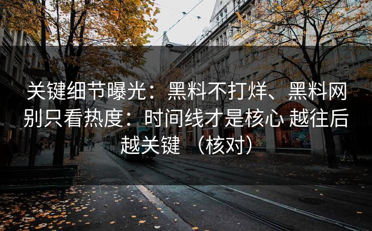 关键细节曝光：黑料不打烊、黑料网别只看热度：时间线才是核心 越往后越关键 （核对）