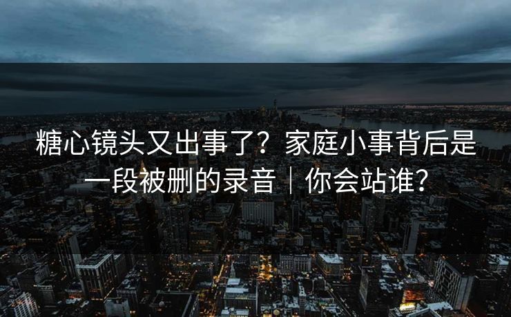 糖心镜头又出事了？家庭小事背后是一段被删的录音｜你会站谁？