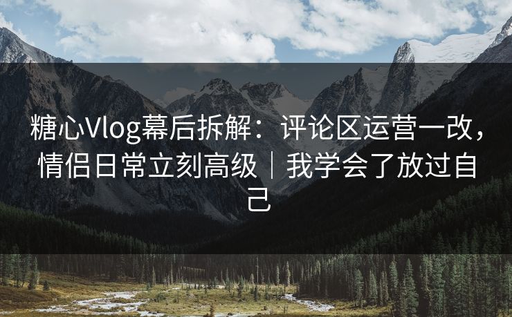糖心Vlog幕后拆解：评论区运营一改，情侣日常立刻高级｜我学会了放过自己