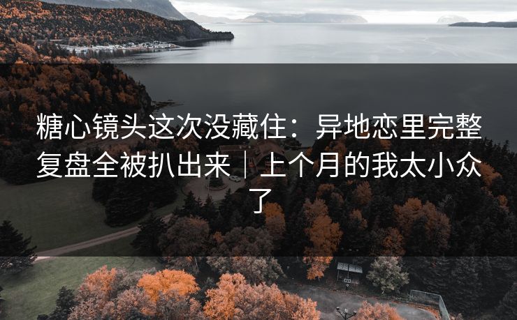 糖心镜头这次没藏住：异地恋里完整复盘全被扒出来｜上个月的我太小众了