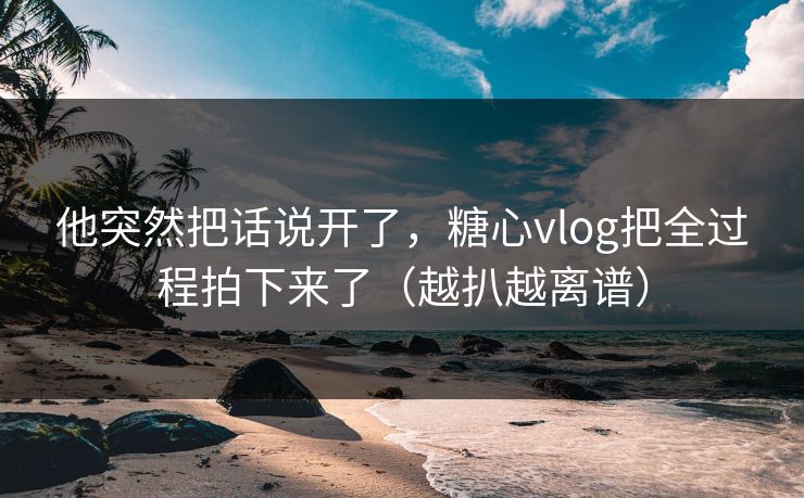 他突然把话说开了，糖心vlog把全过程拍下来了（越扒越离谱）