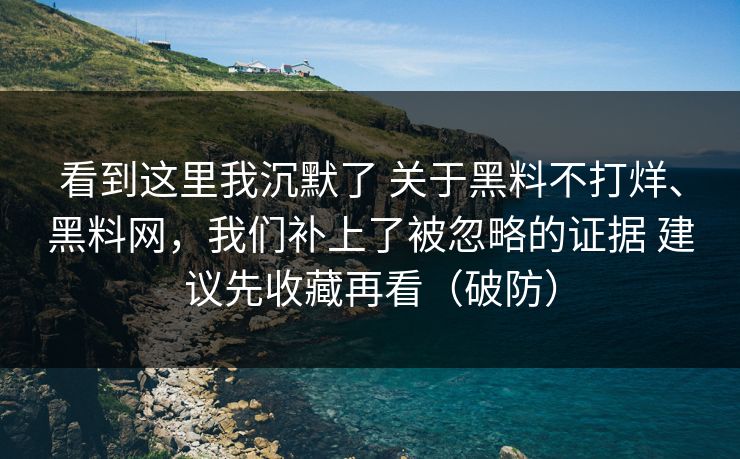 看到这里我沉默了 关于黑料不打烊、黑料网，我们补上了被忽略的证据 建议先收藏再看（破防）