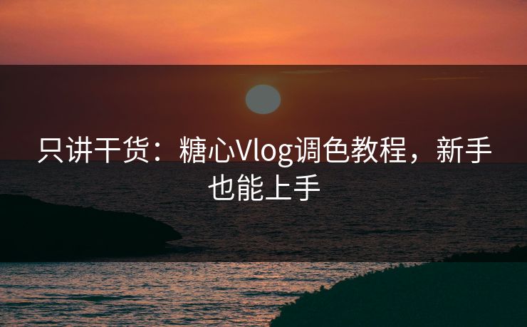 只讲干货：糖心Vlog调色教程，新手也能上手