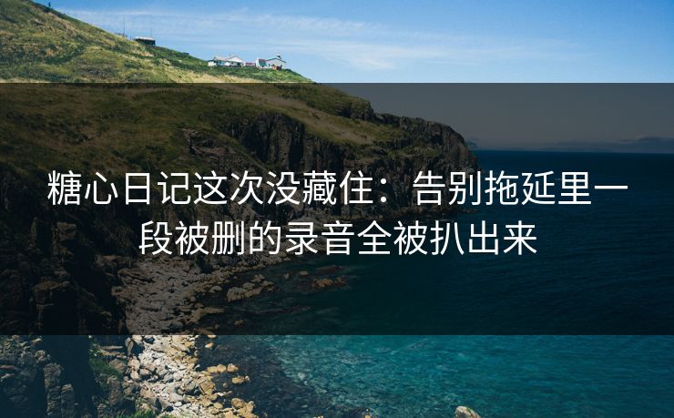 糖心日记这次没藏住：告别拖延里一段被删的录音全被扒出来