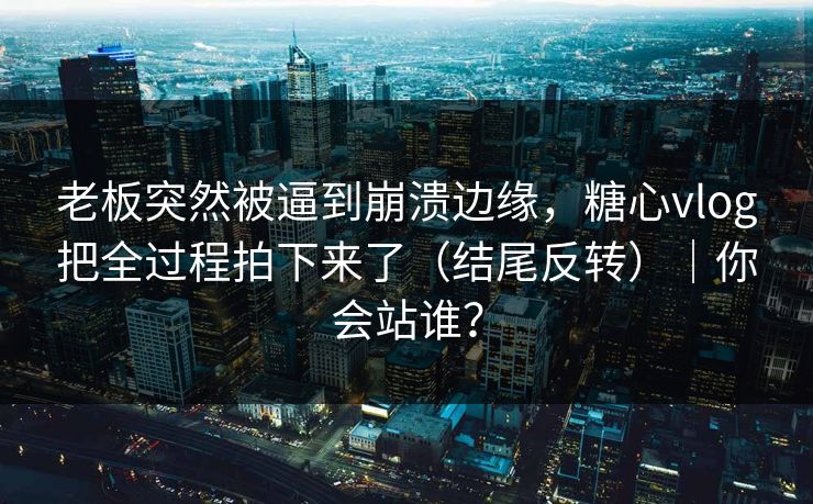 老板突然被逼到崩溃边缘，糖心vlog把全过程拍下来了（结尾反转）｜你会站谁？