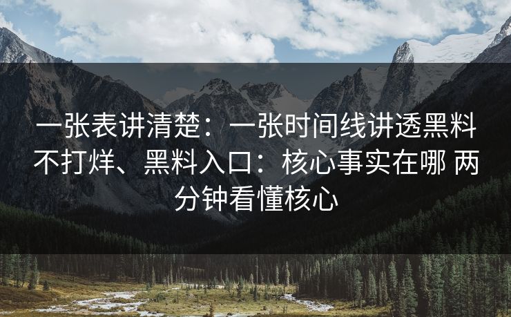 一张表讲清楚：一张时间线讲透黑料不打烊、黑料入口：核心事实在哪 两分钟看懂核心