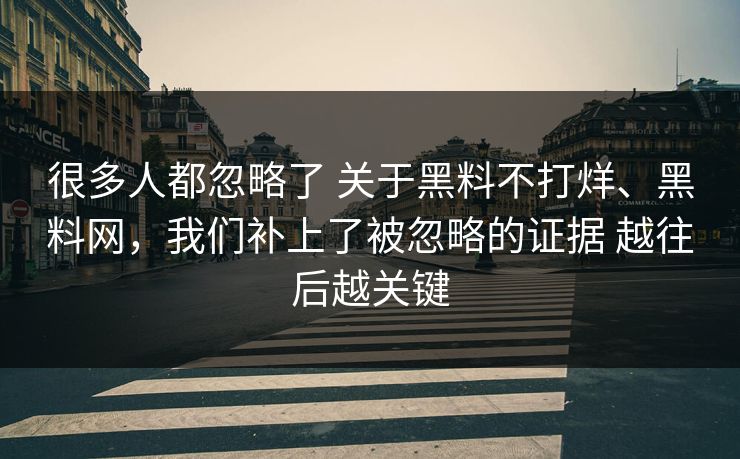 很多人都忽略了 关于黑料不打烊、黑料网，我们补上了被忽略的证据 越往后越关键