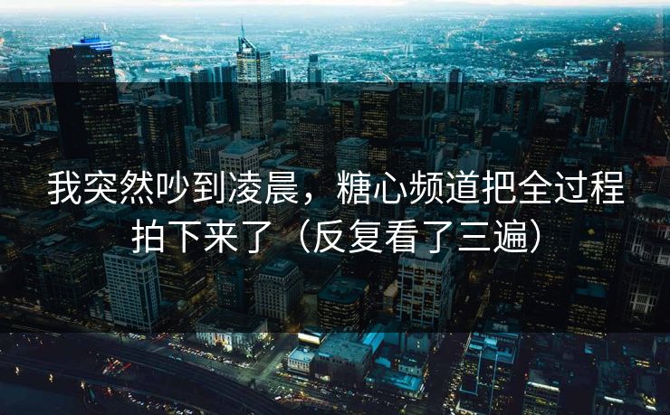 我突然吵到凌晨，糖心频道把全过程拍下来了（反复看了三遍）