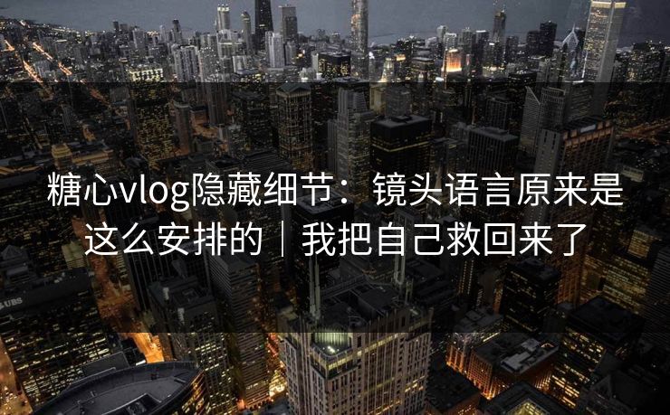 糖心vlog隐藏细节：镜头语言原来是这么安排的｜我把自己救回来了