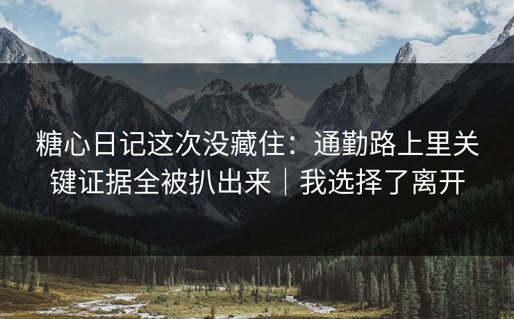 糖心日记这次没藏住：通勤路上里关键证据全被扒出来｜我选择了离开