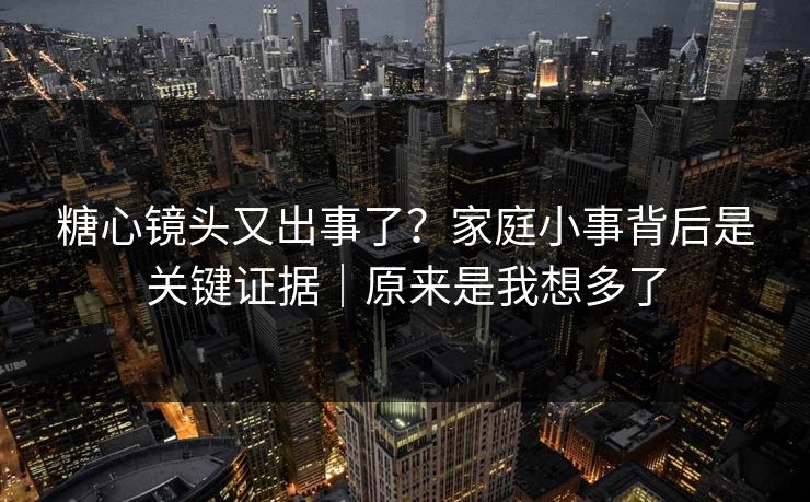 糖心镜头又出事了？家庭小事背后是关键证据｜原来是我想多了