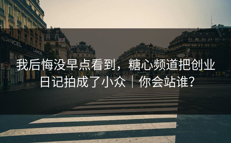 我后悔没早点看到，糖心频道把创业日记拍成了小众｜你会站谁？